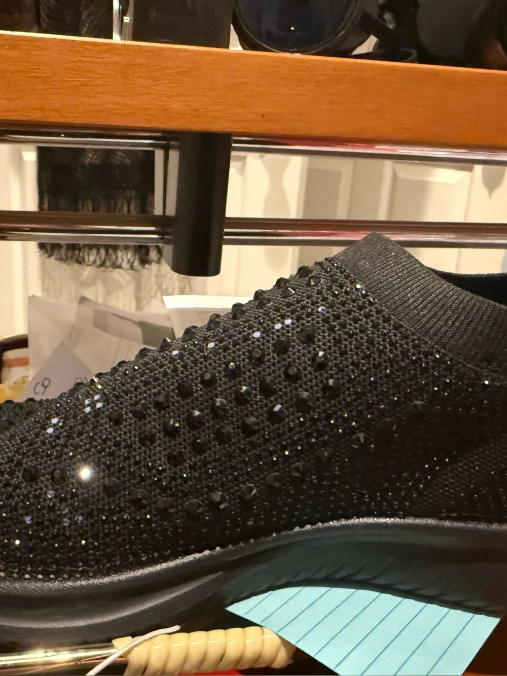 ellos Black Knit Slip-On Sneakers with Sparkle - Picture 6 of 7